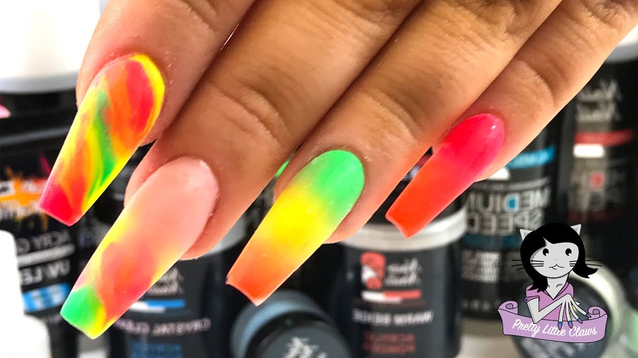 Tropical Vacation Inspired Neon Nail Art