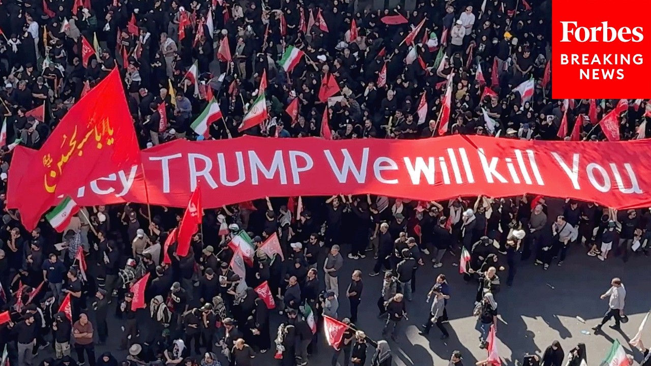 Crowds At Ayatollah Ali Khamenei's Funeral Carry Banner Calling To Kill Donald Trump