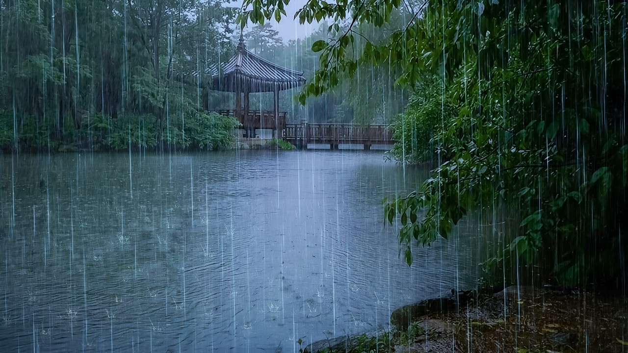 🌧️ Soft Rainfall on Forest Lake | Rain Sounds for Deep Sleep | Nature Forest Rain ASMR