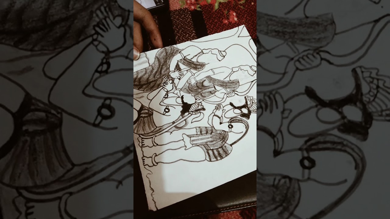Lord Ram ji and Lakshman ji with Hanuman Ji and jamvant ji shading drawing ✨🙏