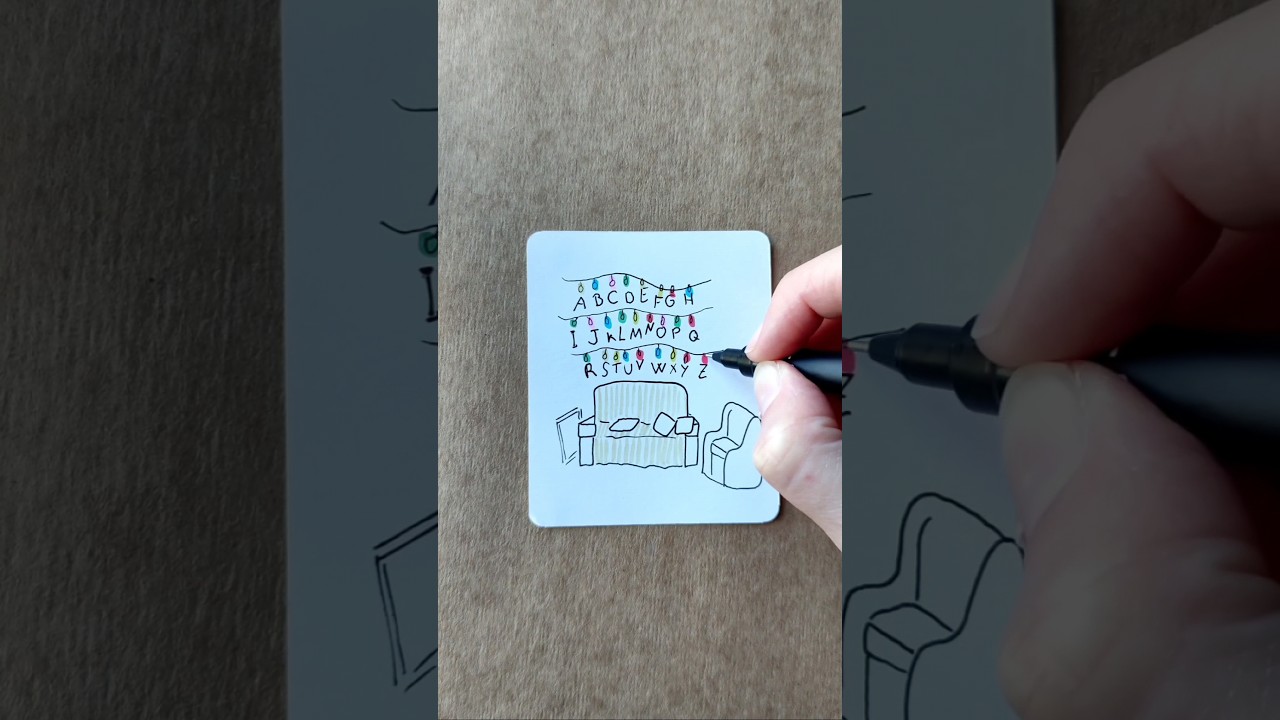 How to draw Stranger Things iconic scene sofa alphabet | #strangerthings #upsidedown #fanart #doodle