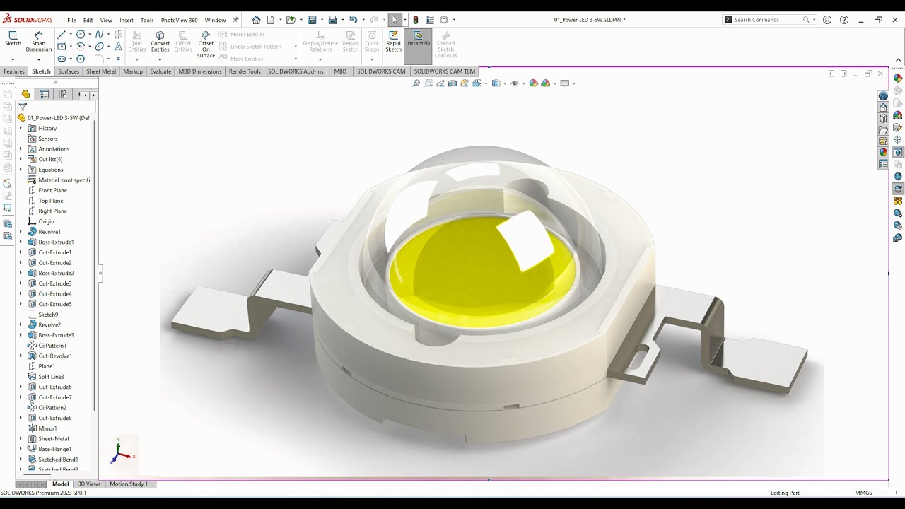 SolidWorks Power-LED 3-5W design