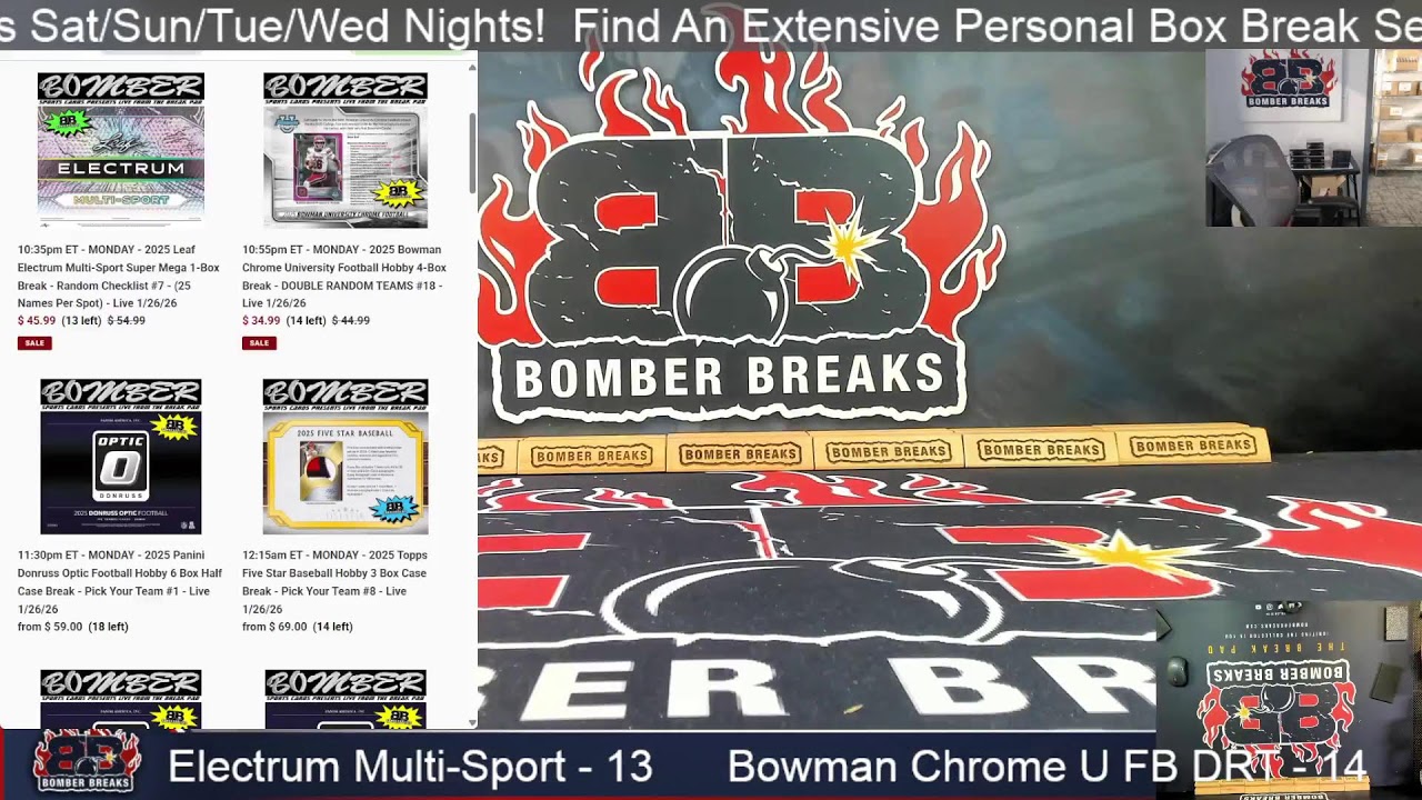 Bomber Sports Cards Live Box & Case Breaks!