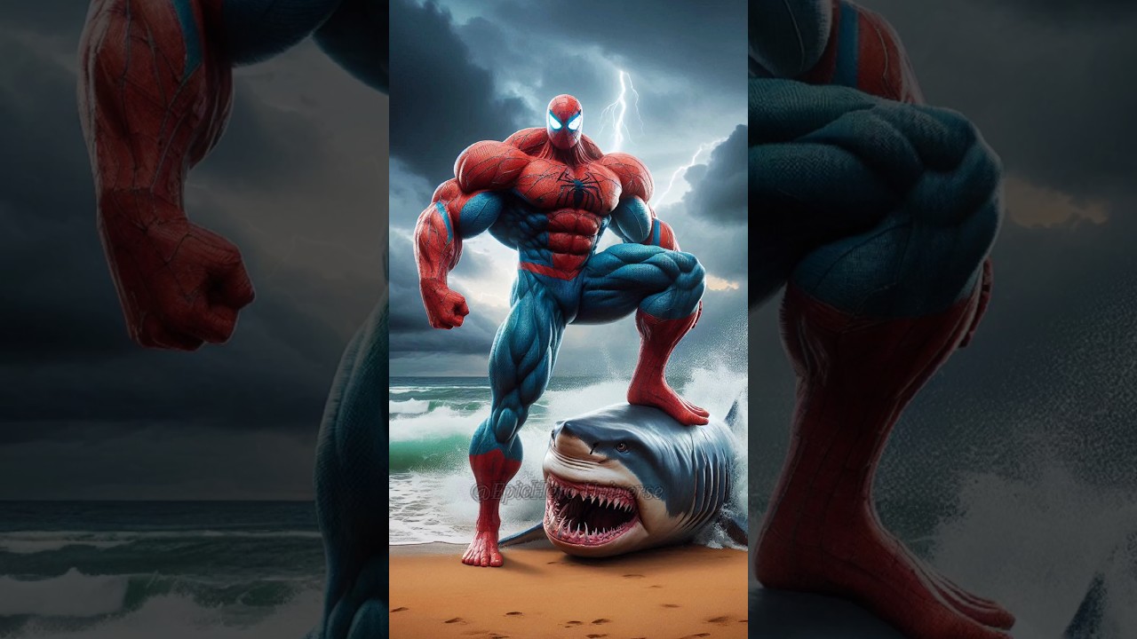 Spider-Man vs Shark?! Supergirl&rsquo;s Life Was In Danger! 😨🌊  #spiderman #avengers #marvel