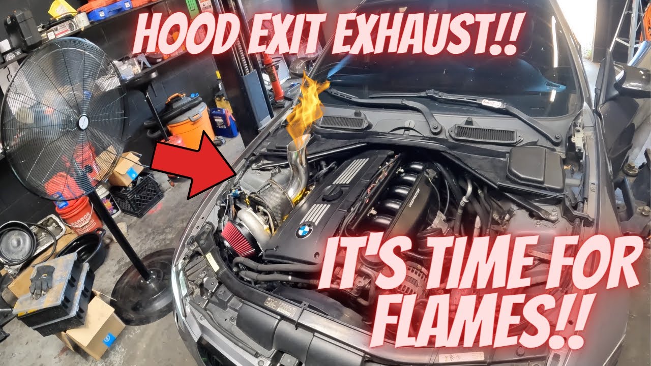 PUTTING A HOOD EXIT EXHAUST ON MY BMW TO SHOOT FLAMES+POV DRIVE