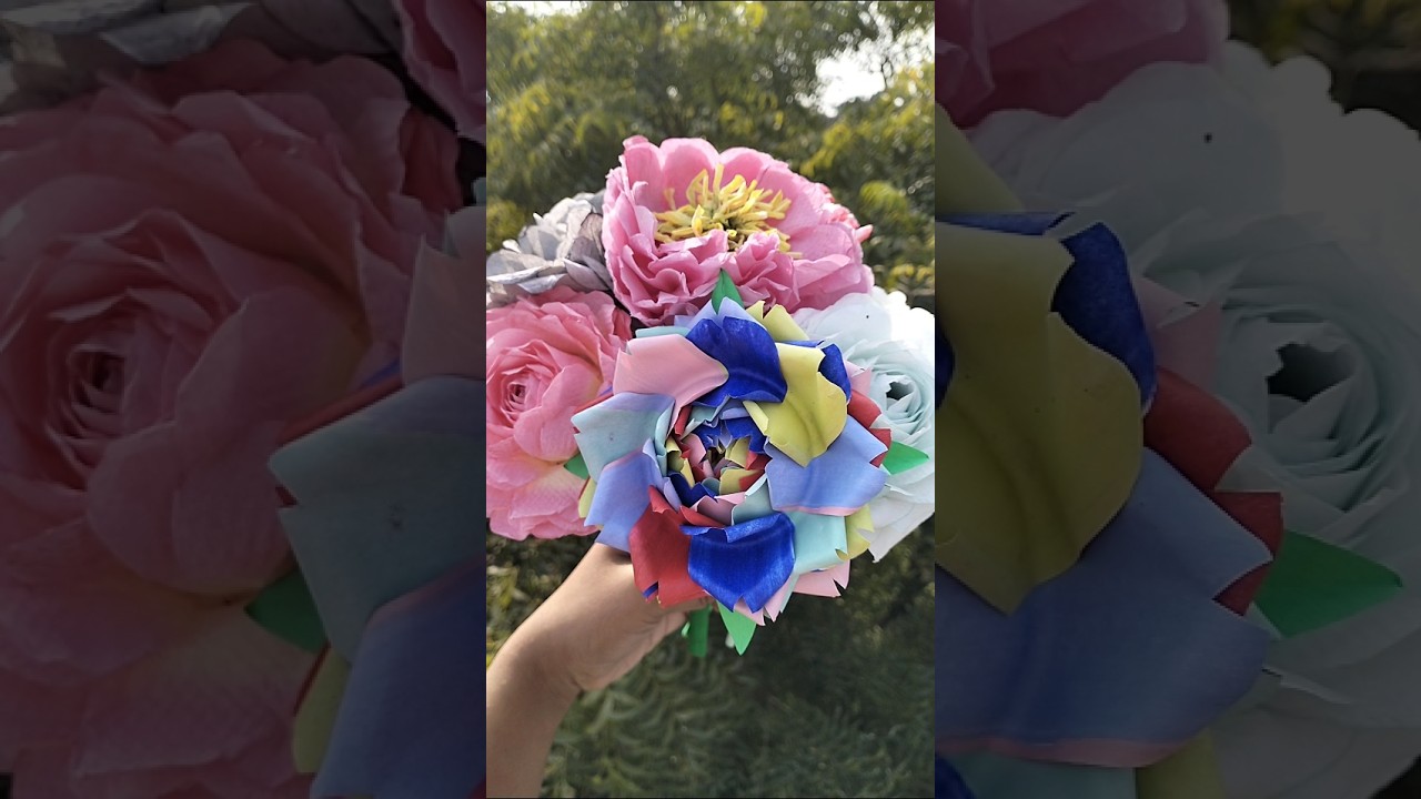 Aesthetic Rainbow Rose🥀| paper flower making| diy rose tutorial