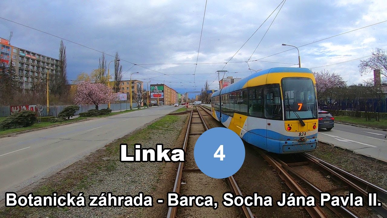 KOŠICE TRAM | Linka 4 Botanická záhrada - Barca, Socha Jána Pavla II.