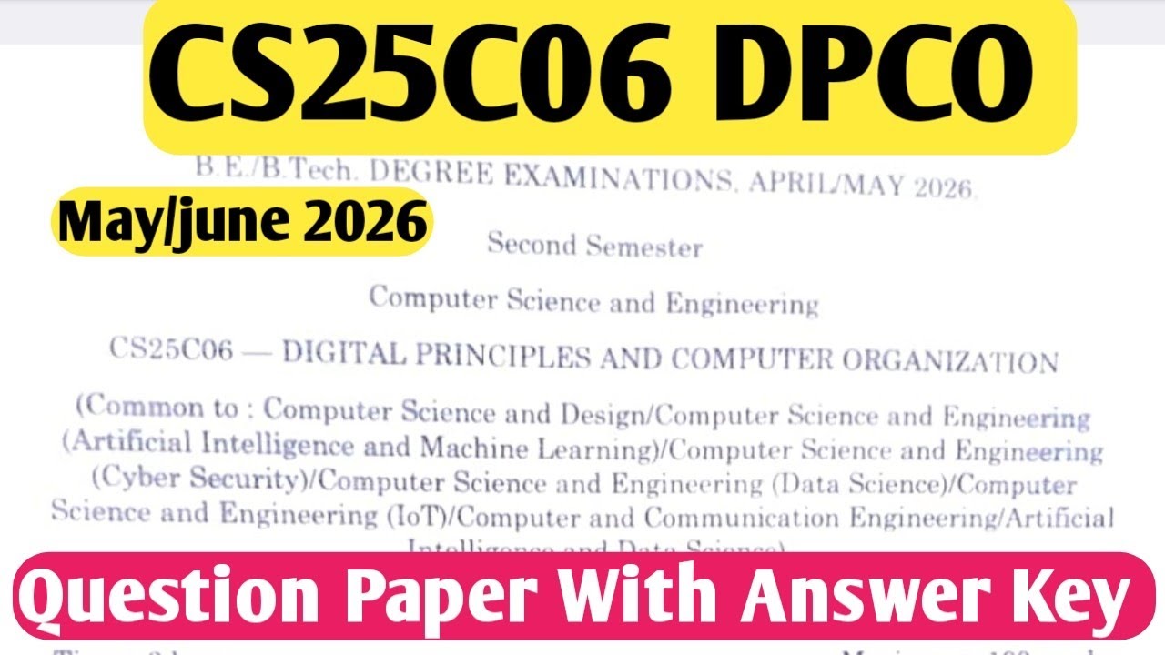 CS25C06 | DPCO | Semester Examination Question Paper| May 2026 | Full Answer Key | Engineering king 