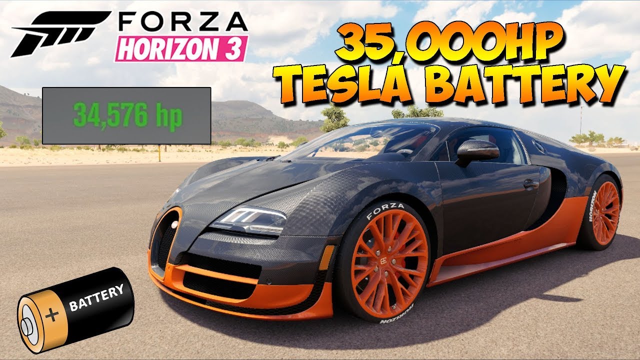 Forza Horizon 3 - Bugatti With 35,000HP Tesla Motor - Dev Mods