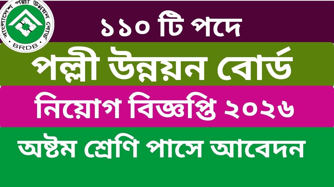 পল্লী উন্নয়ন বোর্ড নিয়োগ ২০২৬ | BRDB Job Circular 2026 | Govt Job Circular 2026