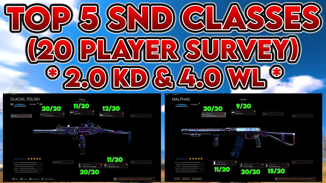BEST SnD Class Setups (20 Player Survey) In MW -  TOP 5 BEST Class Setups For Search And Destroy