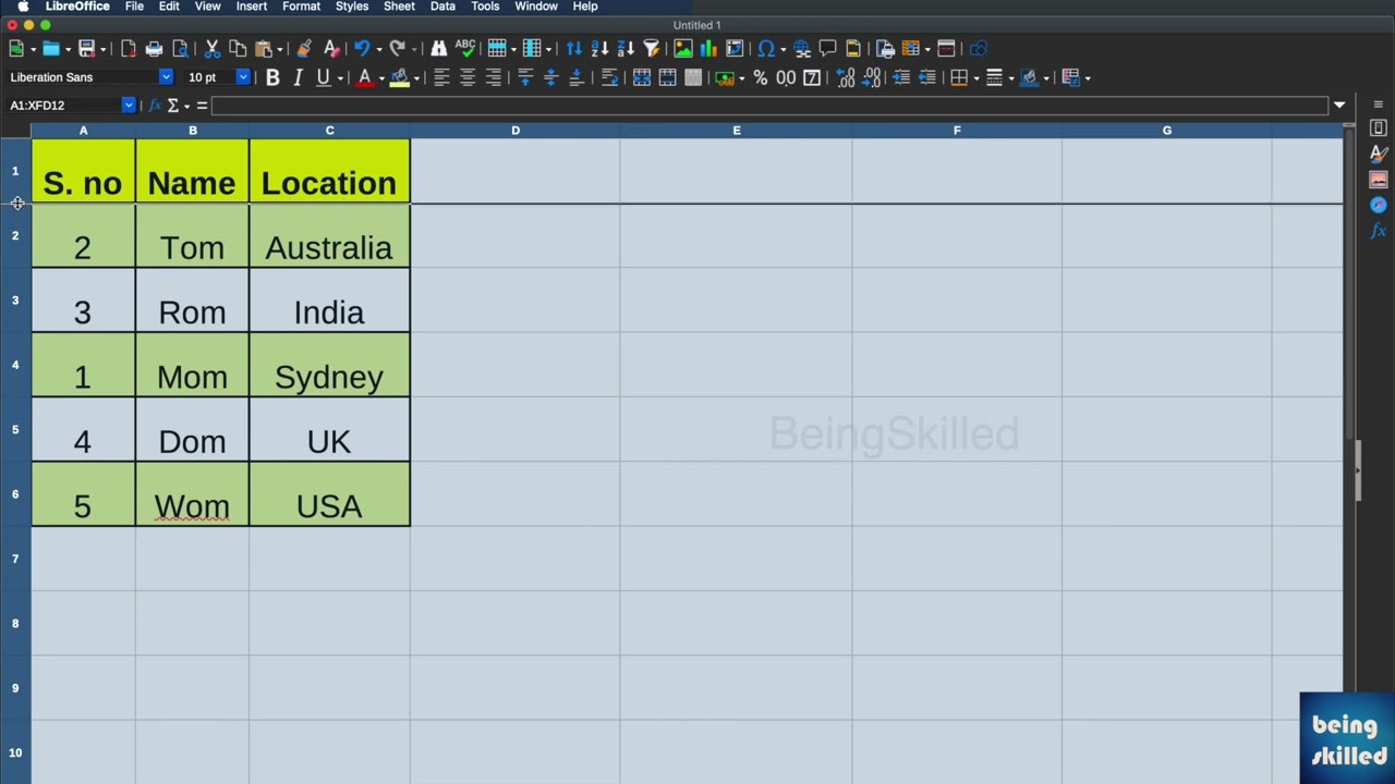 How to adjust column's width and row's height in LibreOffice Calc?