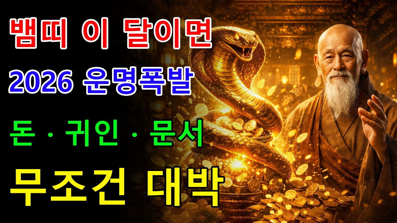 [2026년 병오년 뱀띠 운세] 뱀띠가 이 생일달이라면 운명이 바뀝니다! 돈·귀인·황금문서 한꺼번에 터지는 대박의 해