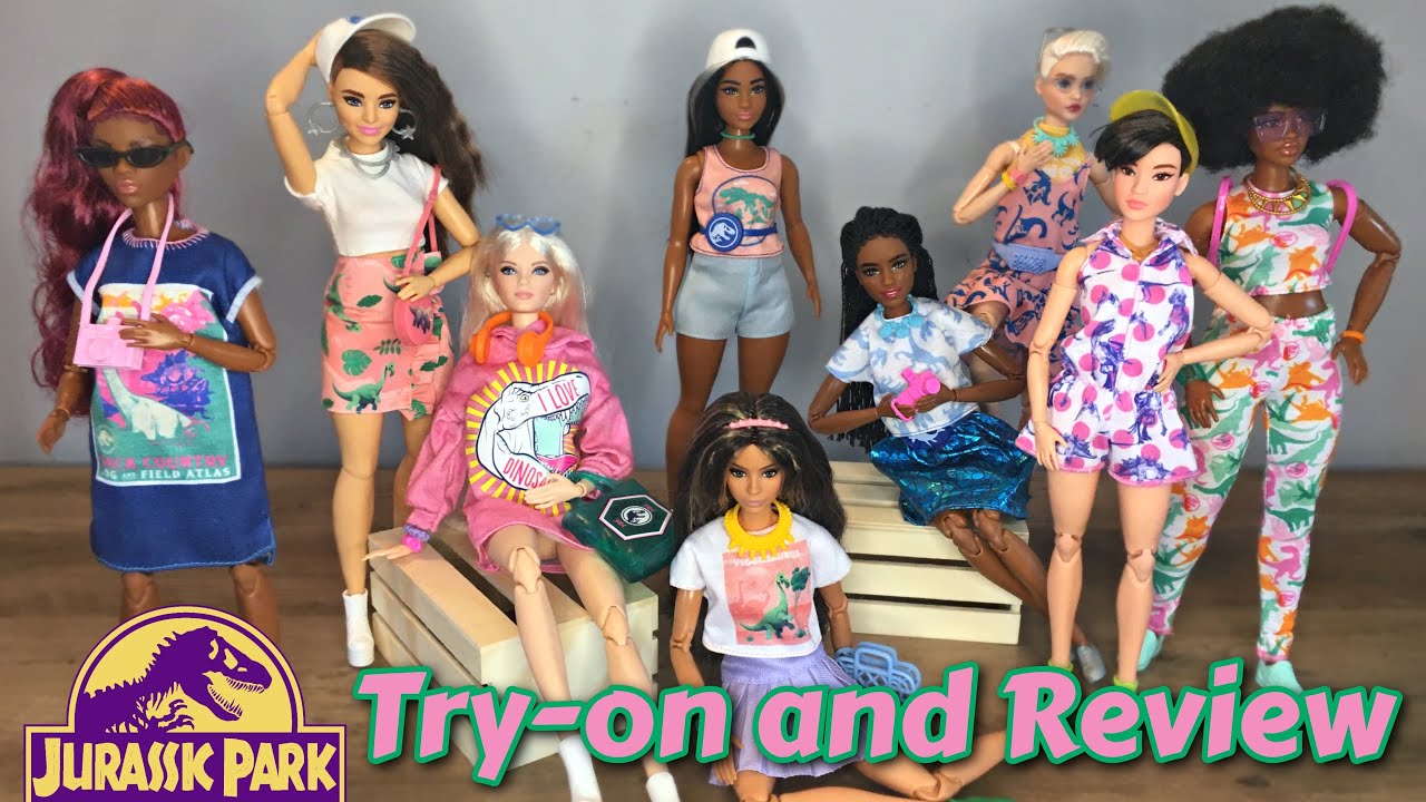 barbie x jurassic world (fashion pack try on and review!)