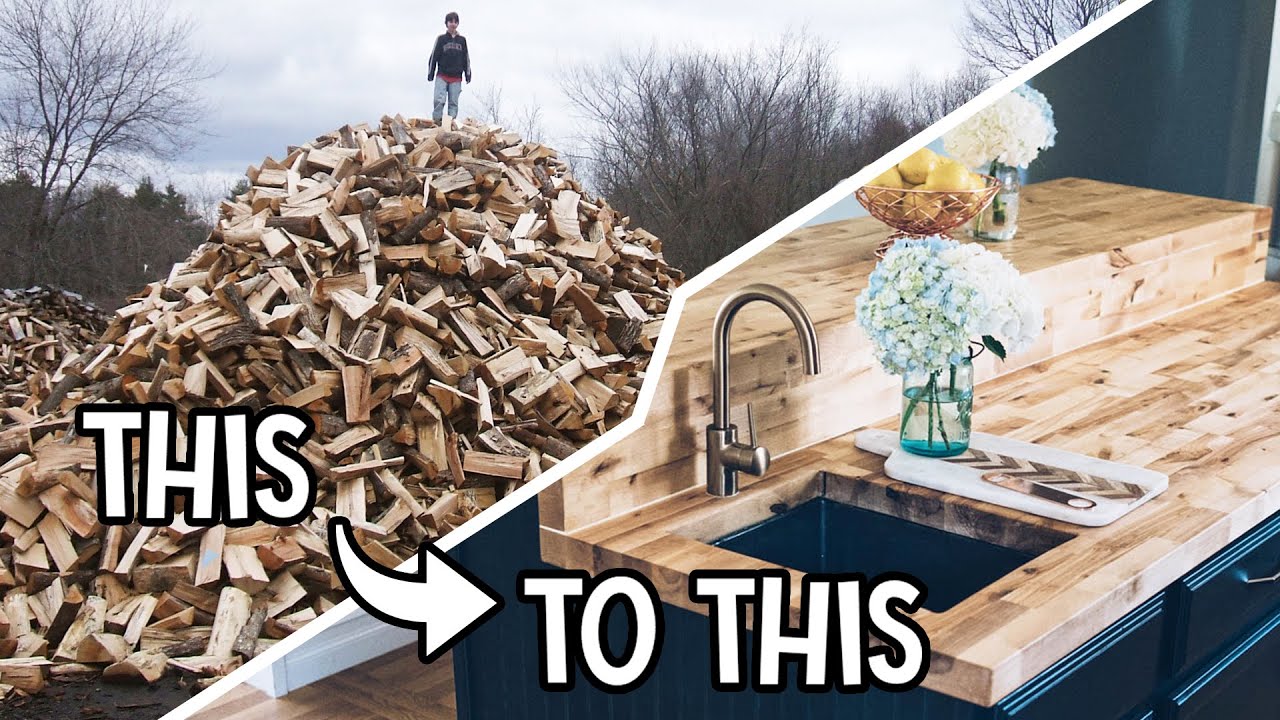 FIREWOOD Turned Into DREAM KITCHEN BUTCHER BLOCK Pt 1