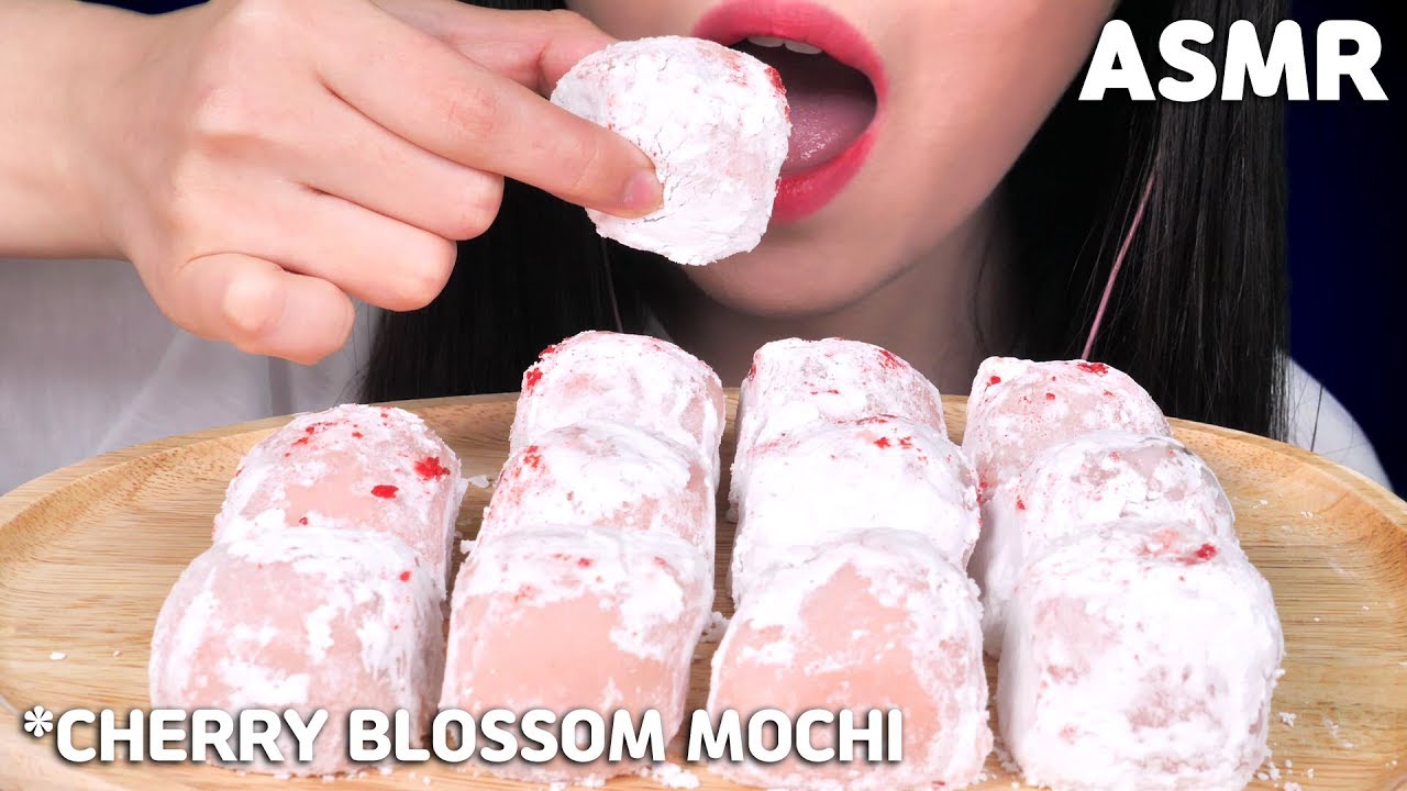 ASMR MOCHI 咀嚼音桜餅 벚꽃 찹쌀떡 리얼사운드 먹방 CHEWY EATING SOUNDS NO TALKING KOREAN MUKBANG