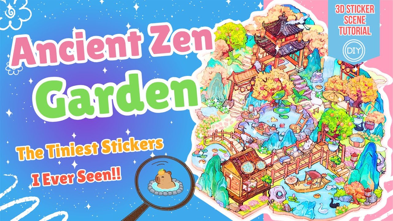Ancient Zen Garden 🏯🌿 | Relaxing DIY 3D Sticker Scene Step by Step Craft Tutorial