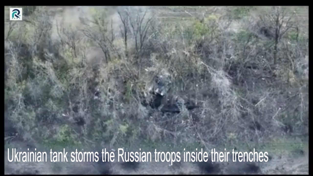 Ukrainian Tank Destroys Russian Troops In Their Trenches