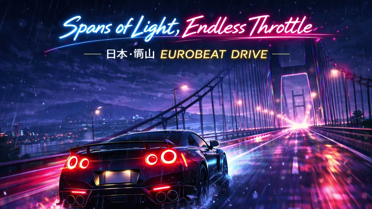 【岡山ユーロビート】Spans of Light, Endless Throttle | 日本・岡山 EUROBEAT DRIVE / 瀬戸大橋方面 Night Run