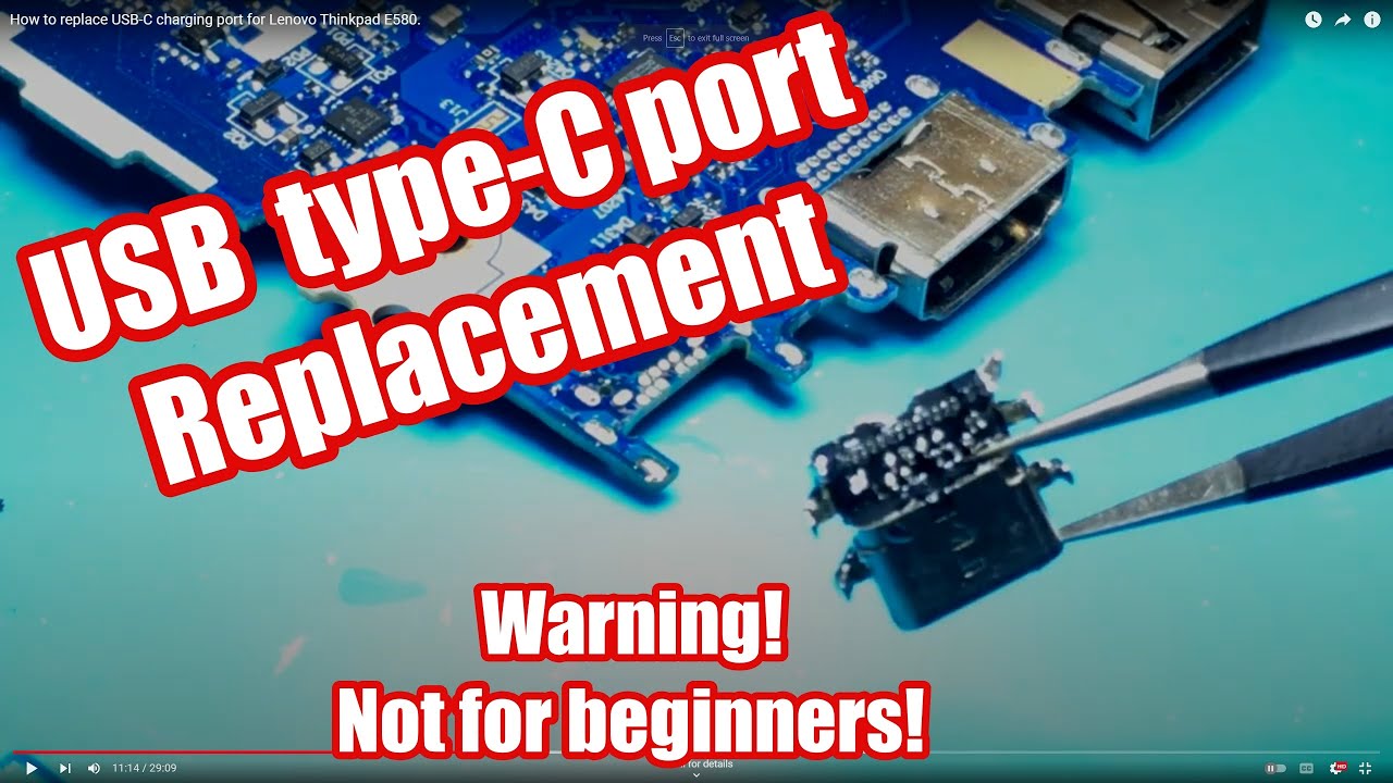 How to replace USB-C charging port for Lenovo Thinkpad E580.