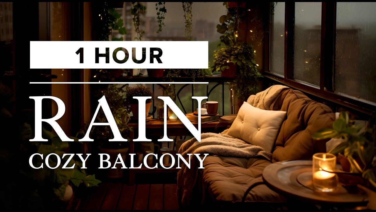 Cozy Balcony Rain | 1Hr | Deep Sleep & Insomnia Relief