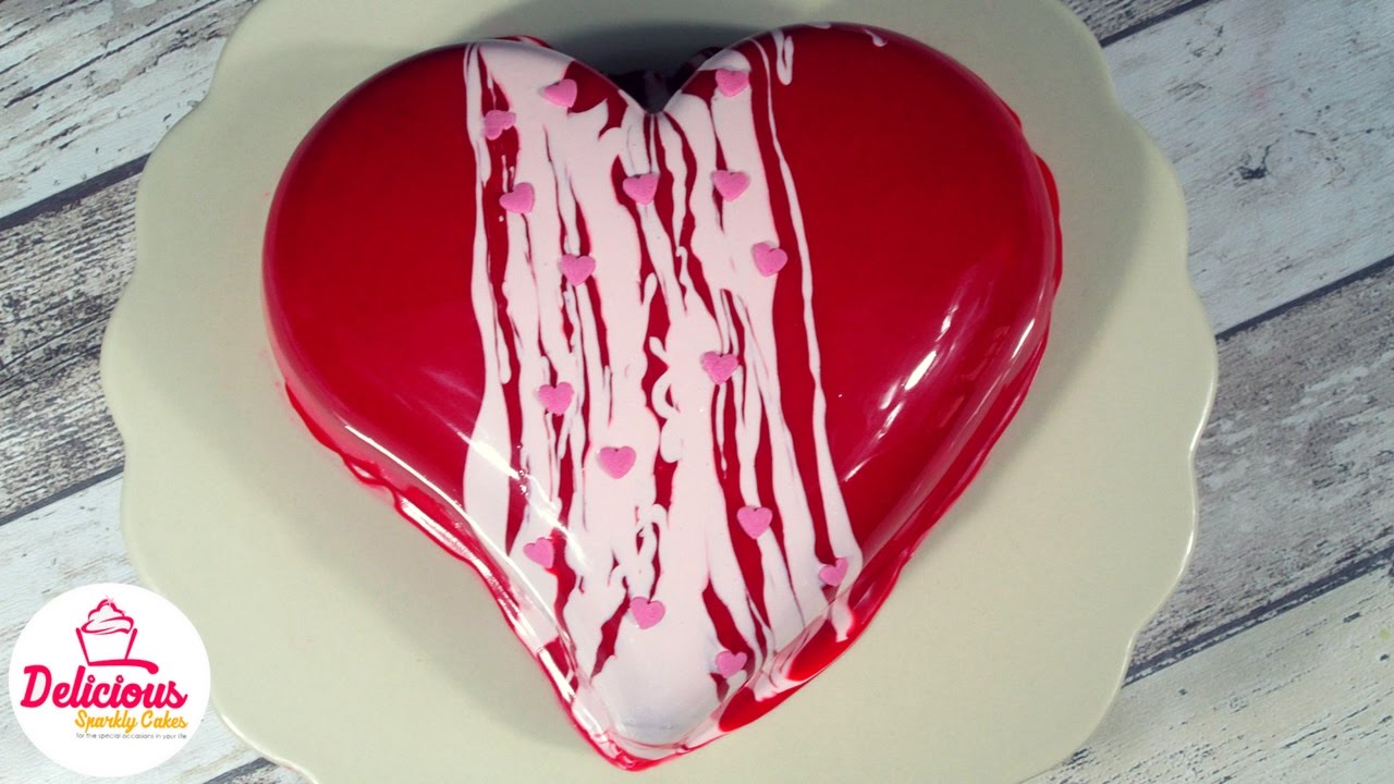 Heart Shape Mirror Glaze Cake | Delicious Sparkly Cakes
