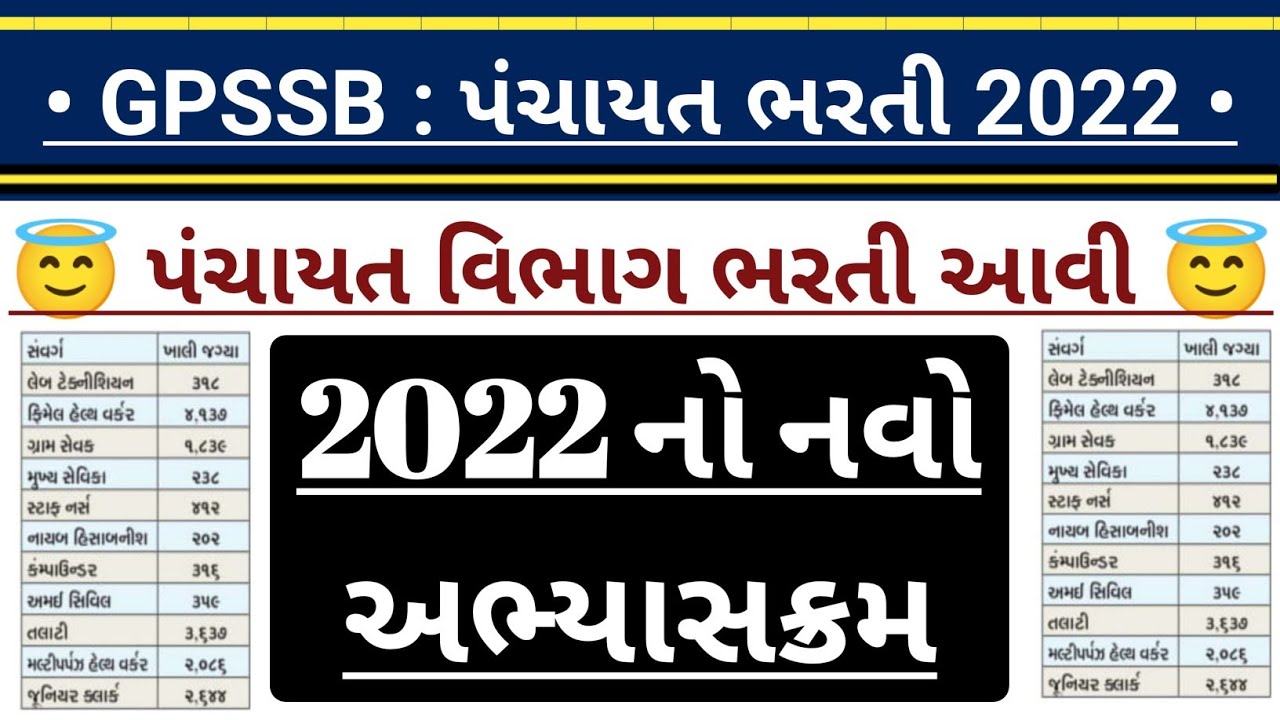 GPSSB : Panchayat Bharti 2022 : New Syllabus | Panchayat Talati | Clerk | FHW | MPHW | Gran Sevak