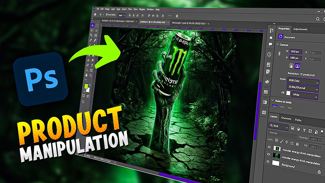 Monster Energy⚡ Drink manipulation in photoshop | Product Manipulation | Poster Design