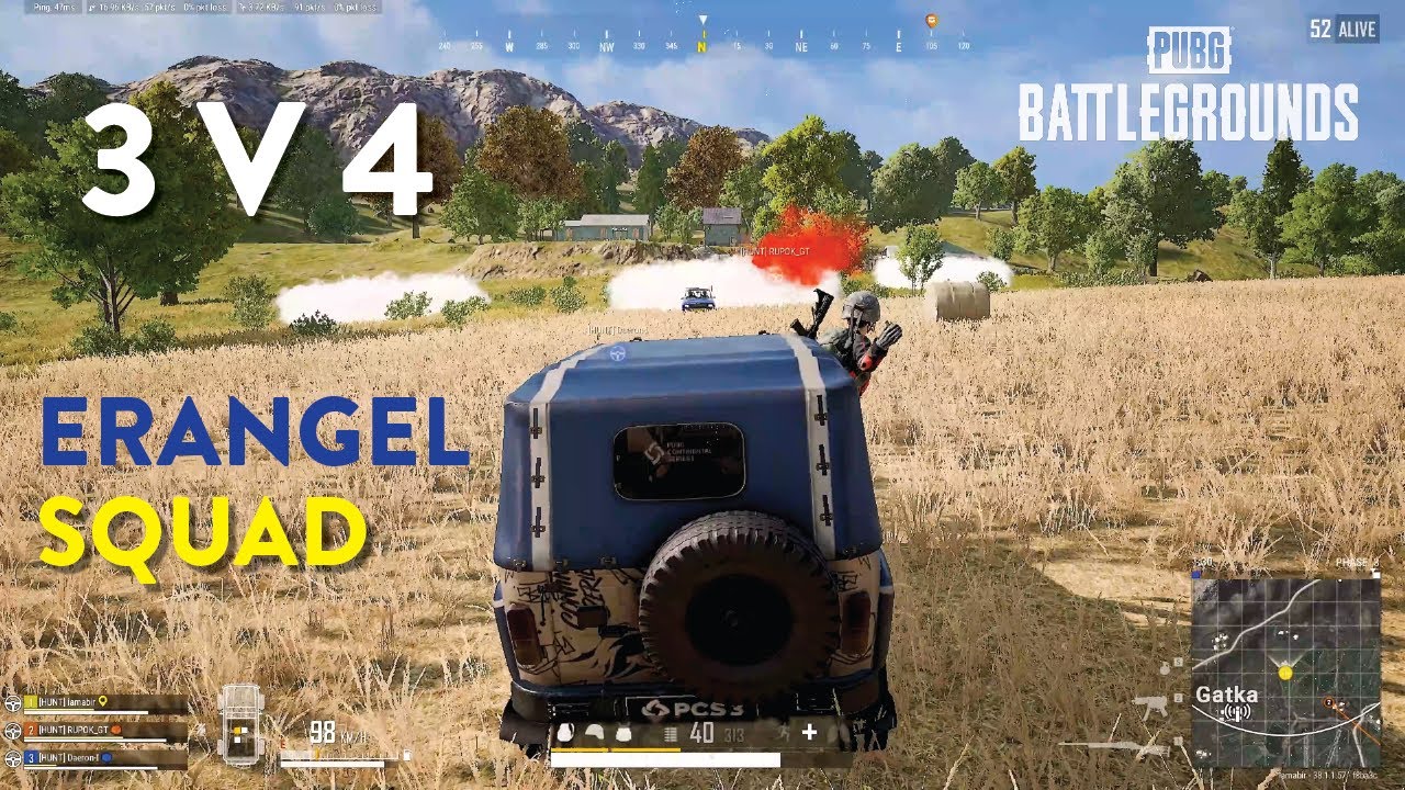 PUBG PC RUSH Gameplay | TPP SQUAD Erangel | 3V4