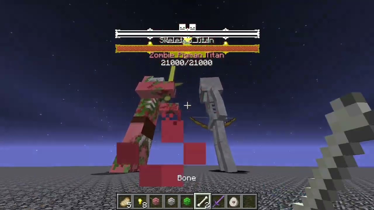 Skeleton titan vs Creeper titan vs Zombie pigman titan