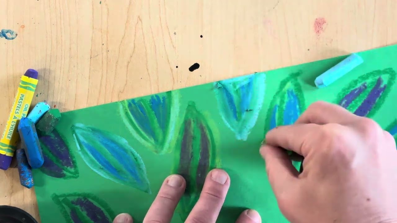 Spring Flowers blending oil pastels upper ES