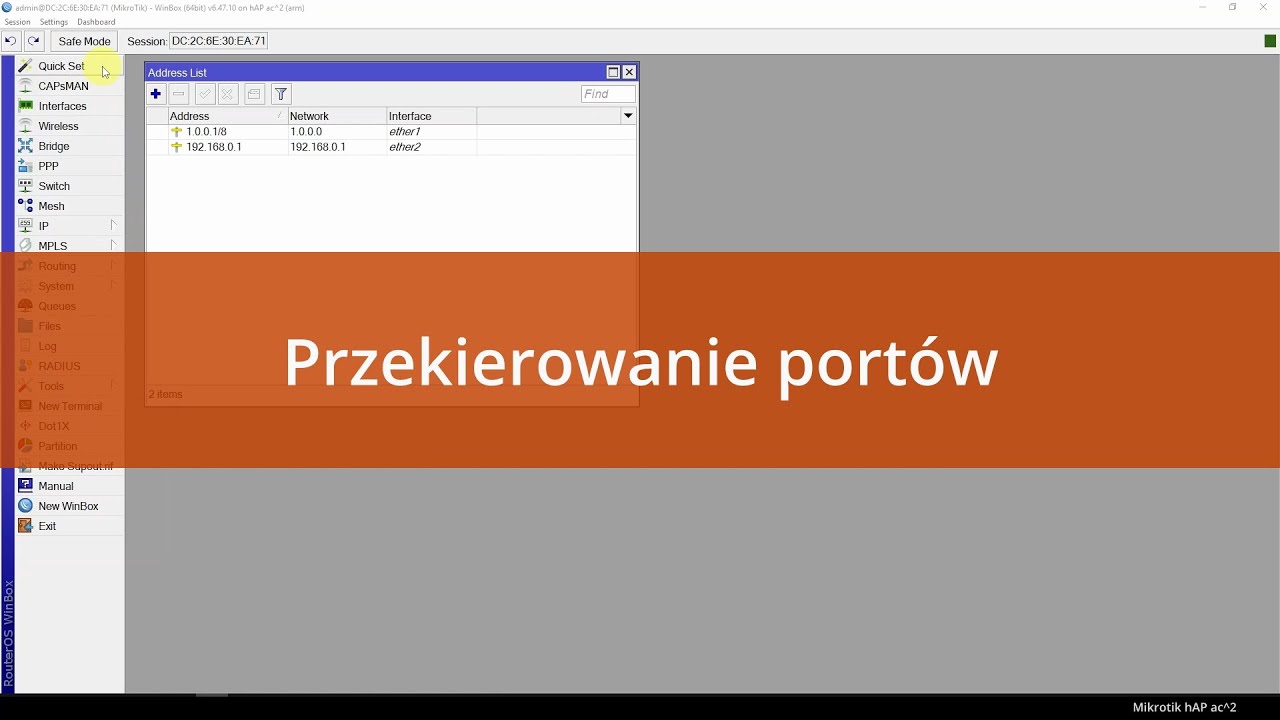 Mikrotik hAP ac^2 Przekierowanie portów (NAT)