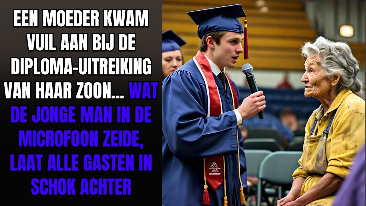 EEN MOEDER KWAM VUIL AAN BIJ DE AFSTUDEERUITREIKING VAN HAAR ZOON EN WAT HIJ IN DE MICROFOON ZEIDE..