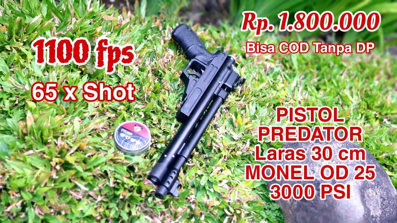 PCP Mini PISTOL PREDATOR MONEL OD 25 - 3000 psi Laras 30 cm OD 13 - MAGAZINE