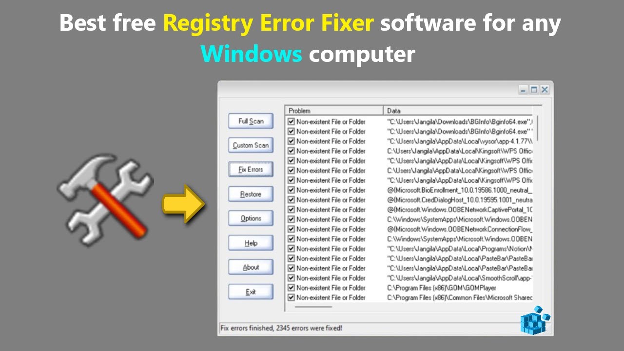 Best free Registry Error Fixer software for any Windows computer.