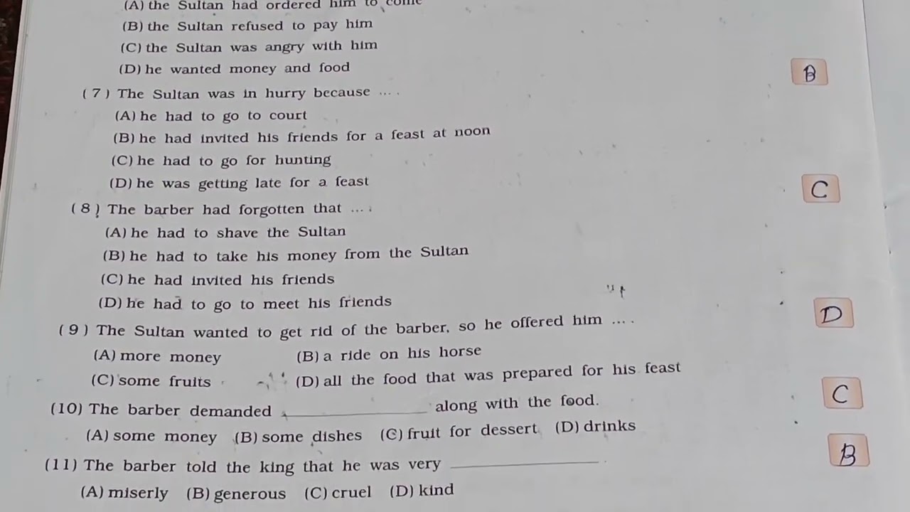 Std 5 Unit 6 The Talkative Barber Marigold Workbook part 2