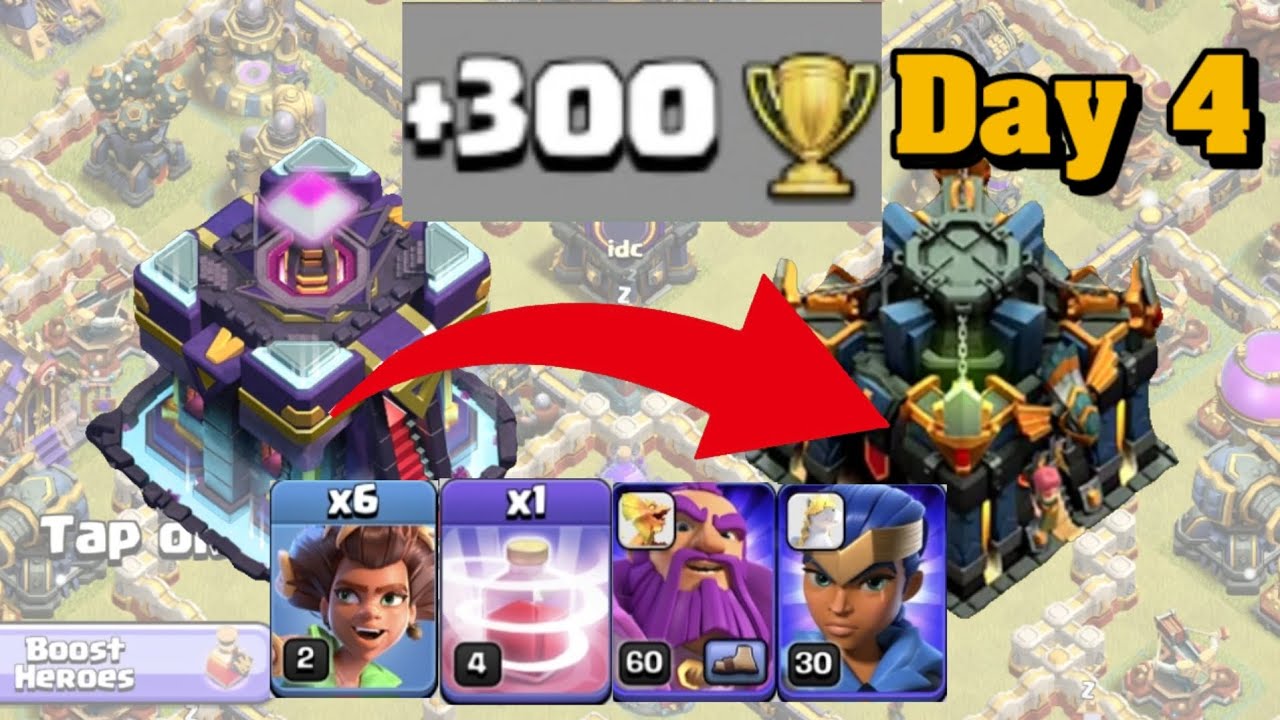 th15 vs th17 Warden RC charge +300 in legend league (coc root rider attack) (February Day 4)