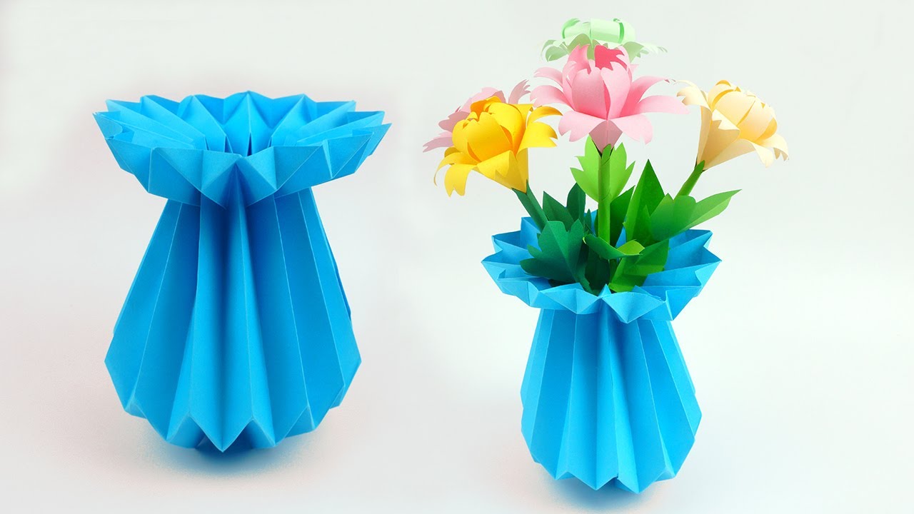 【折り紙】 簡単 可愛い 花瓶 折り方 / 折り紙 花瓶