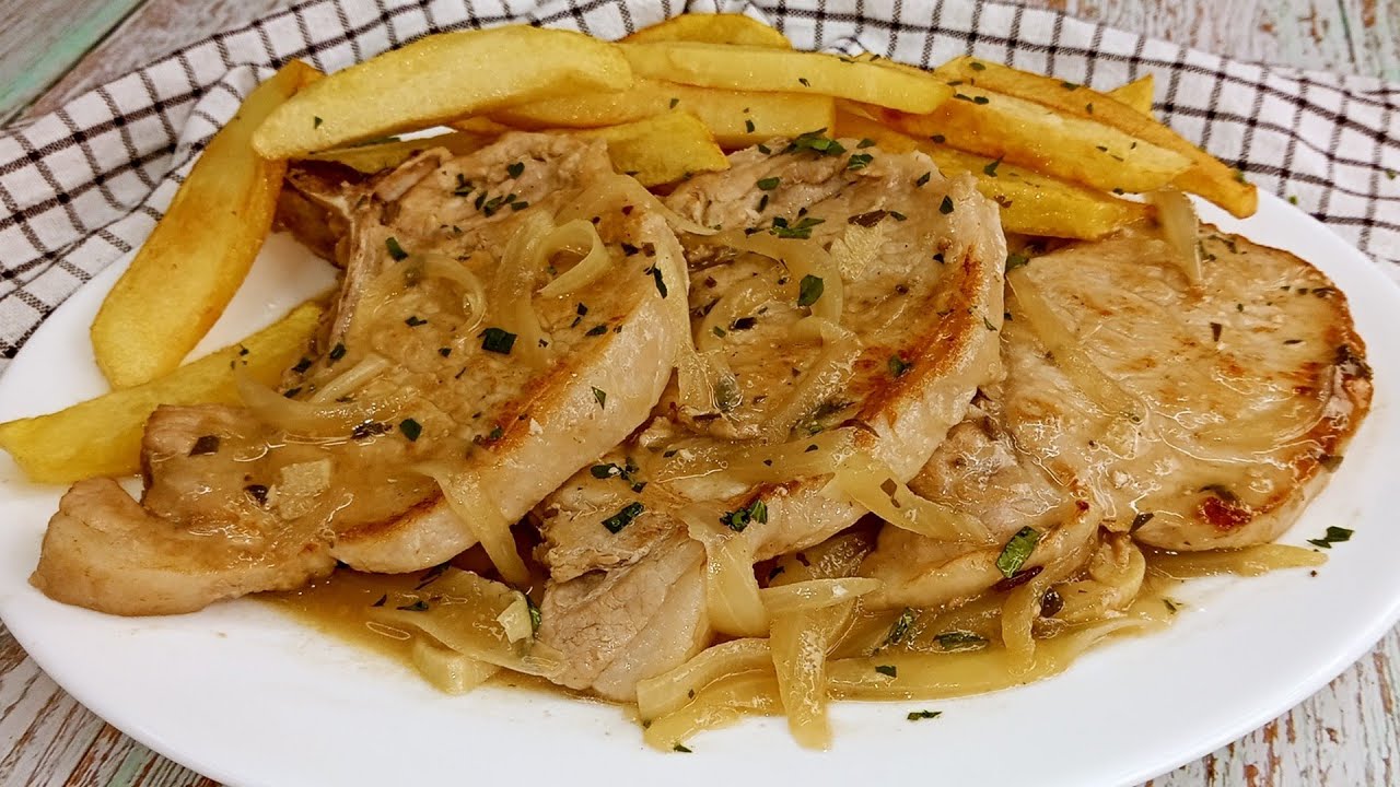 💥 Chuletas de cerdo con salsa de cebolla. Receta Fácil, Barata y Muy Rica...💥💥 BRUTAL
