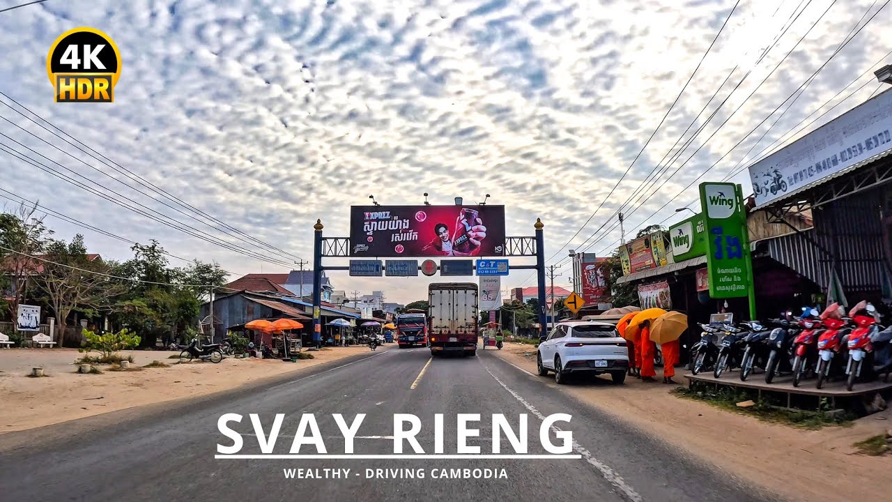 Drive from Steung Slot Bridge to Svay Rieng City | 58Km on National Road No.1(NH1/NR1) | Cambodia 4K