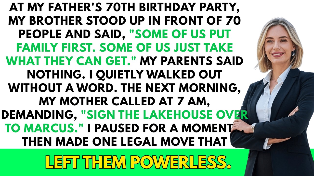 At Dad's 70th birthday, my brother shamed me publicly, but next morning they demanded my $800K...