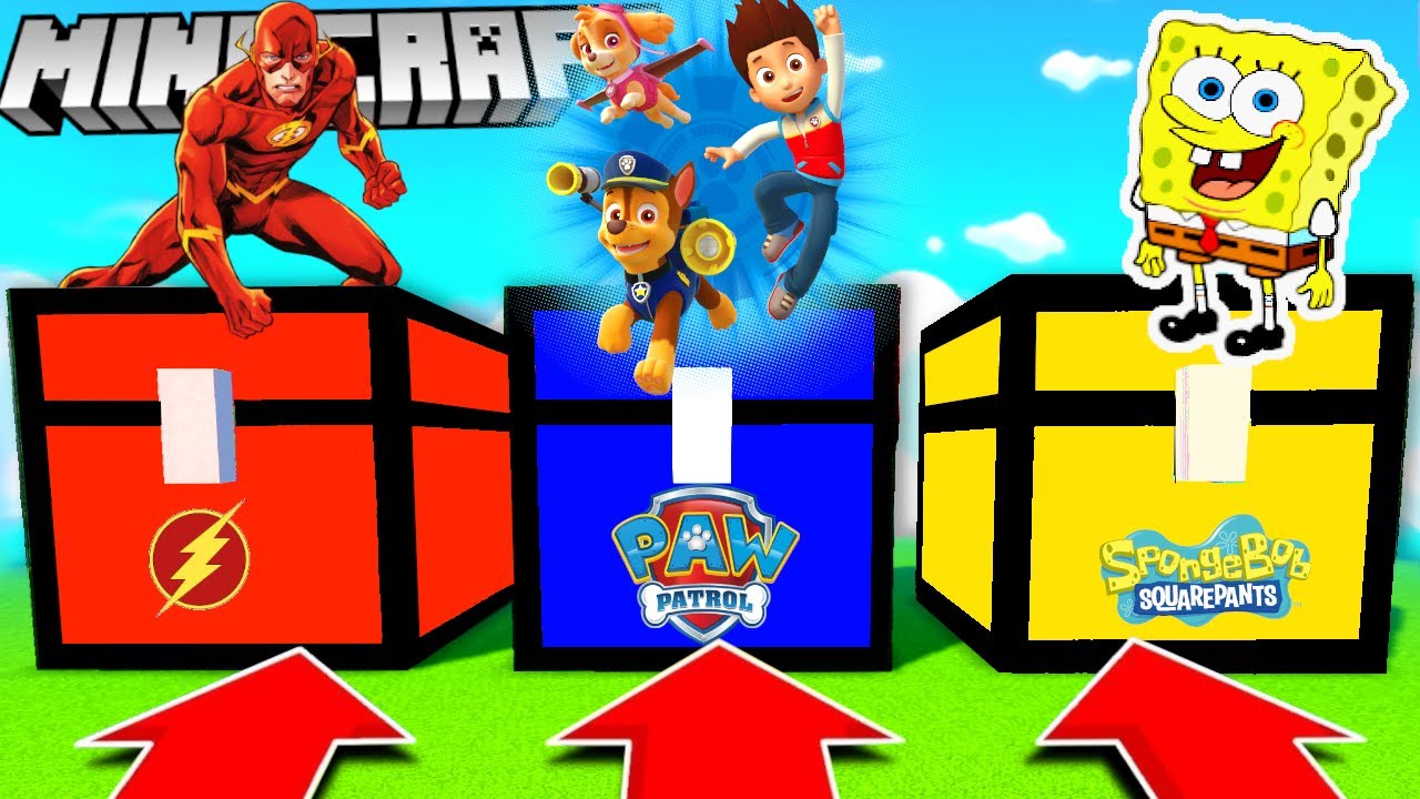 NIE WYBIERZ ZŁEJ SKRZYNI (FLASH, PSI PATROL, SPONGEBOB) MATRUNER MINECRAFT