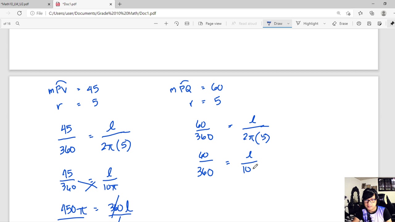 Grade 10 Math - More on Arc Length