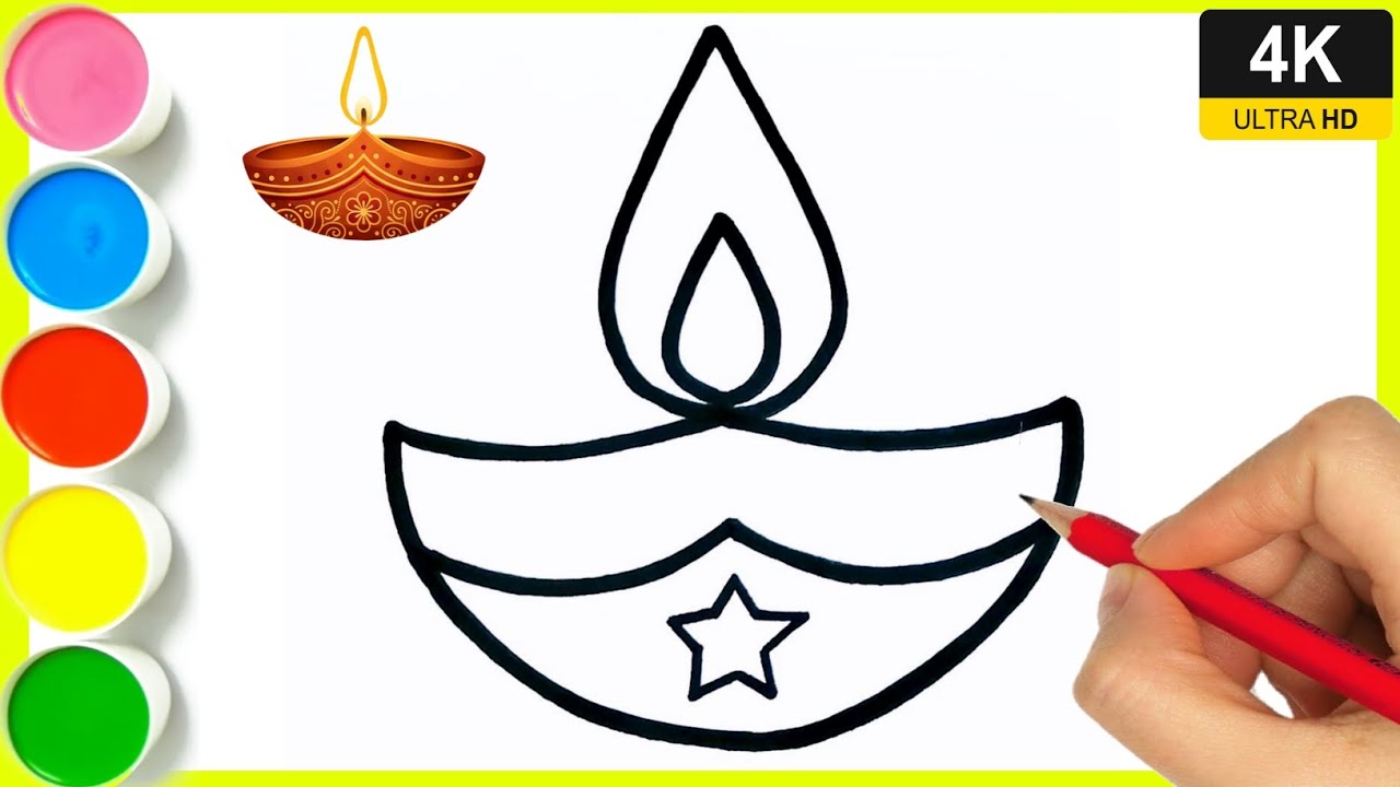 Diwali Special diya Drawing || How to draw diya drawing || Step by step diya drawing || #diyadrawing