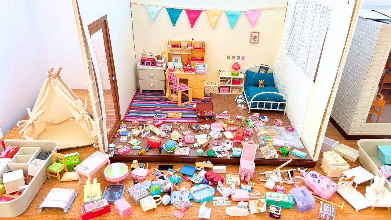 Mini desk set organizing 🌟 ASMR 🌟 Cutest mini bedroom 🌟 RE-MENT collection