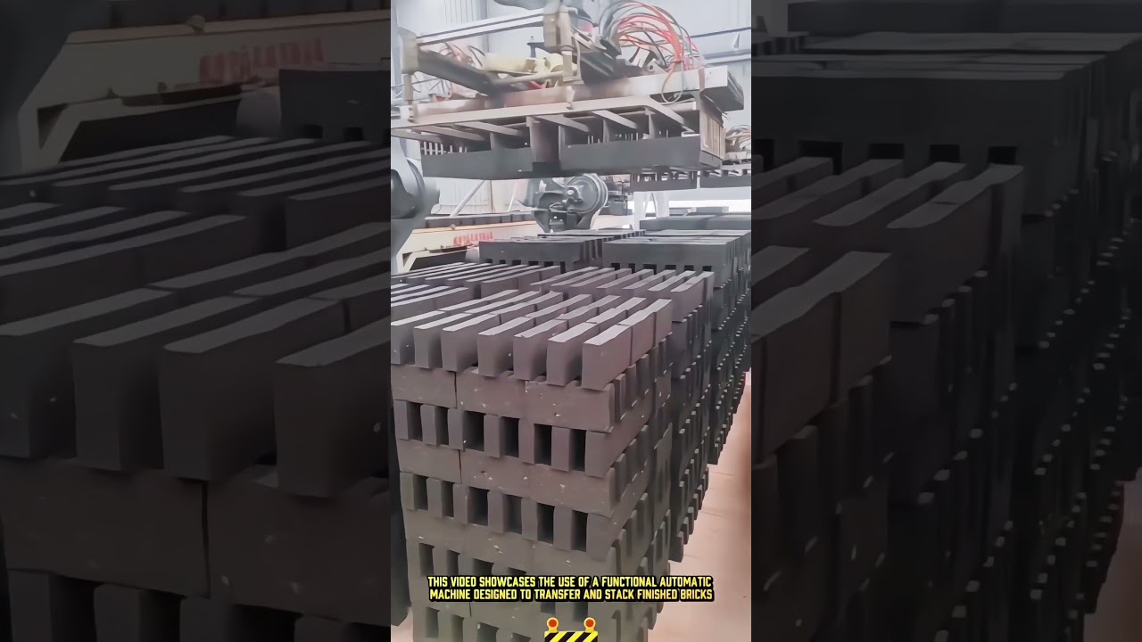 Machine Process Transferring Bricks in a Factory 