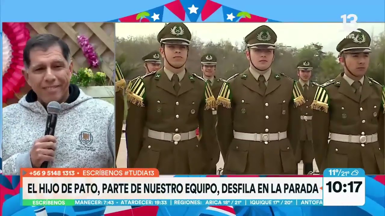 Dos hermanos aspirantes de Carabineros en Parada Militar. Tu Día, Canal 13