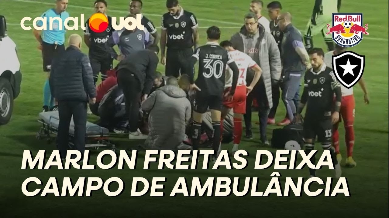 MARLON FREITAS DESABA APÓS CHOQUE DE CABEÇA E DEIXA O CAMPO DE AMBULÂNCIA