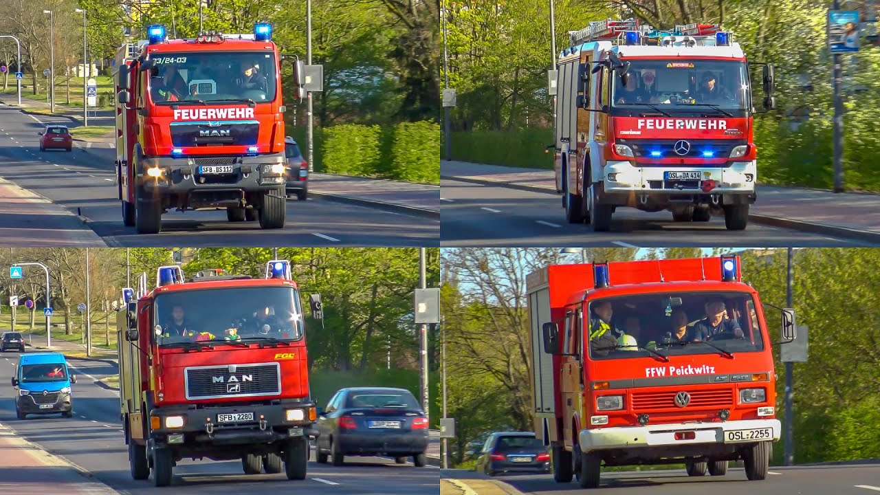 (Waldbrand) Einsatzfahrten der Feuerwehren aus Senftenberg