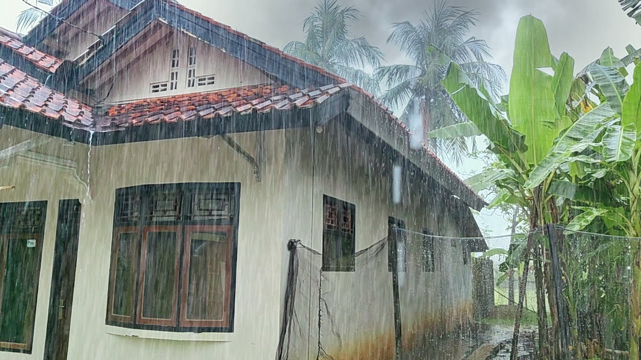 Evening Village Rain Ambience | Peaceful Rural Sounds for Stress Relief and Deep Relaxation
